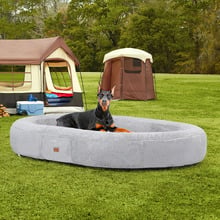 Grey Brady Inflatable Faux Fur Dog Bed